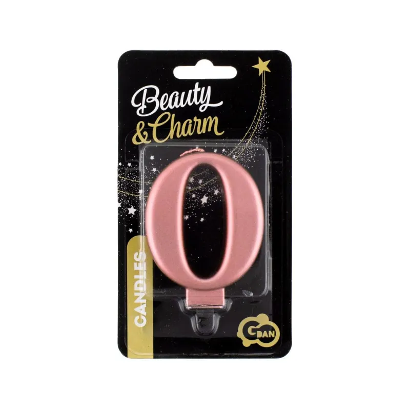 Świeczka 0 metalik różowo-złota, 8 cm Świeczka 0 metalik różowo-złota, 8 cm