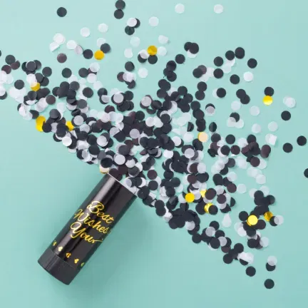 Tuba strzelająca konfetti czarno-złota 11 cm