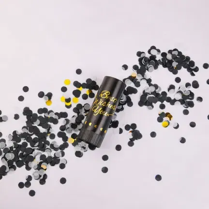 Tuba strzelająca konfetti czarno-złota 11 cm