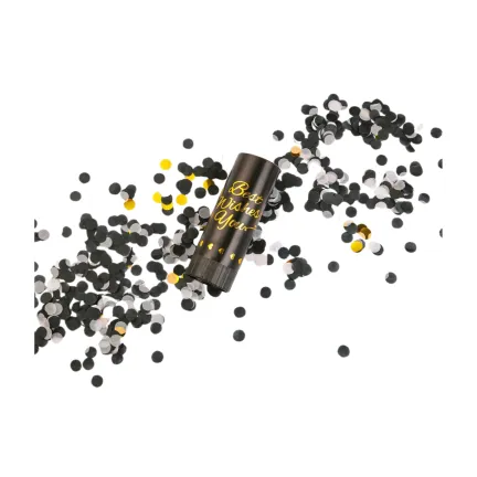 Tuba strzelająca konfetti czarno-złota 11 cm