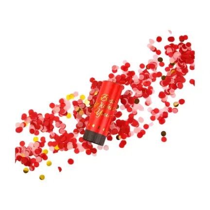 Tuba strzelająca konfetti czerwono-złota 11 cm