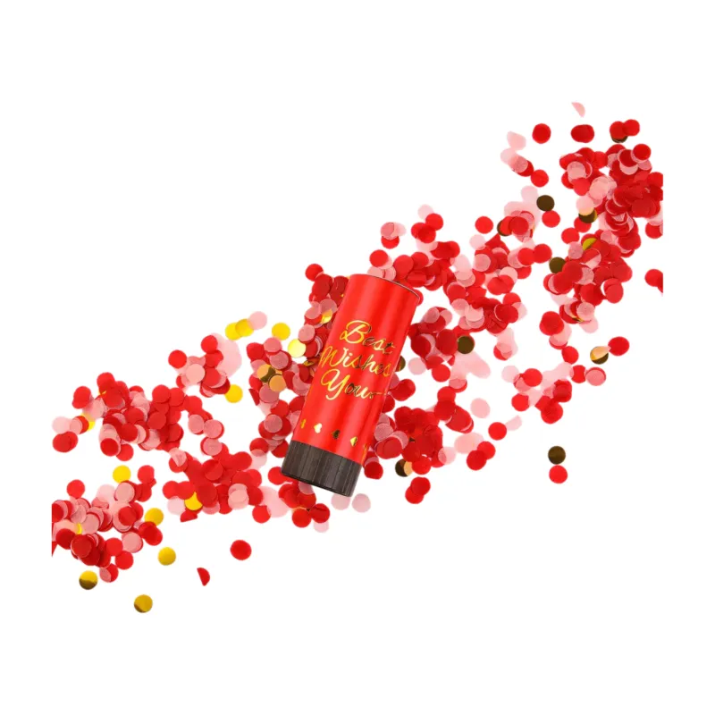 Tuba strzelająca konfetti czerwono-złota 11 cm