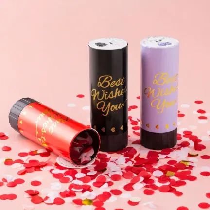 Tuba strzelająca konfetti czerwono-złota 11 cm