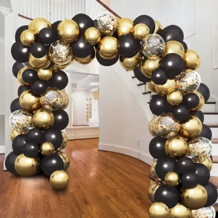GIRLANDA BALONOWA złoto czarna 100 elementów