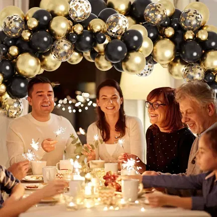 GIRLANDA BALONOWA złoto czarna 100 elementów