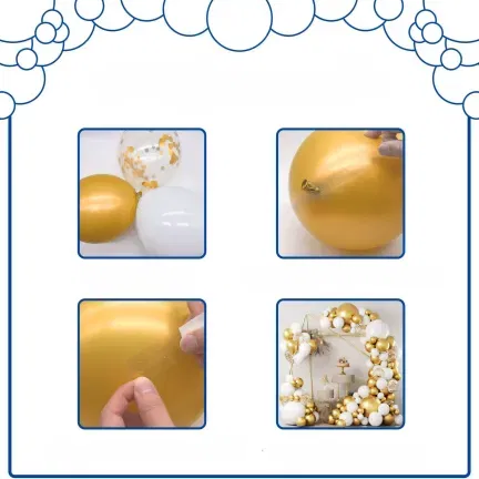 GIRLANDA BALONOWA biało-złota 122 elementy GIRLANDA BALONOWA biało-złota 122 elementy