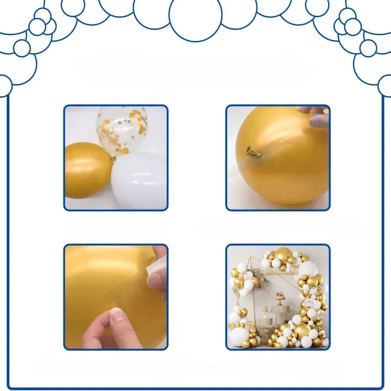 GIRLANDA BALONOWA biało-złota 122 elementy GIRLANDA BALONOWA biało-złota 122 elementy