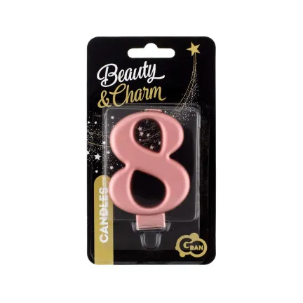 Świeczka 8 metalik różowo-złota, 8 cm Świeczka 8 metalik różowo-złota, 8 cm