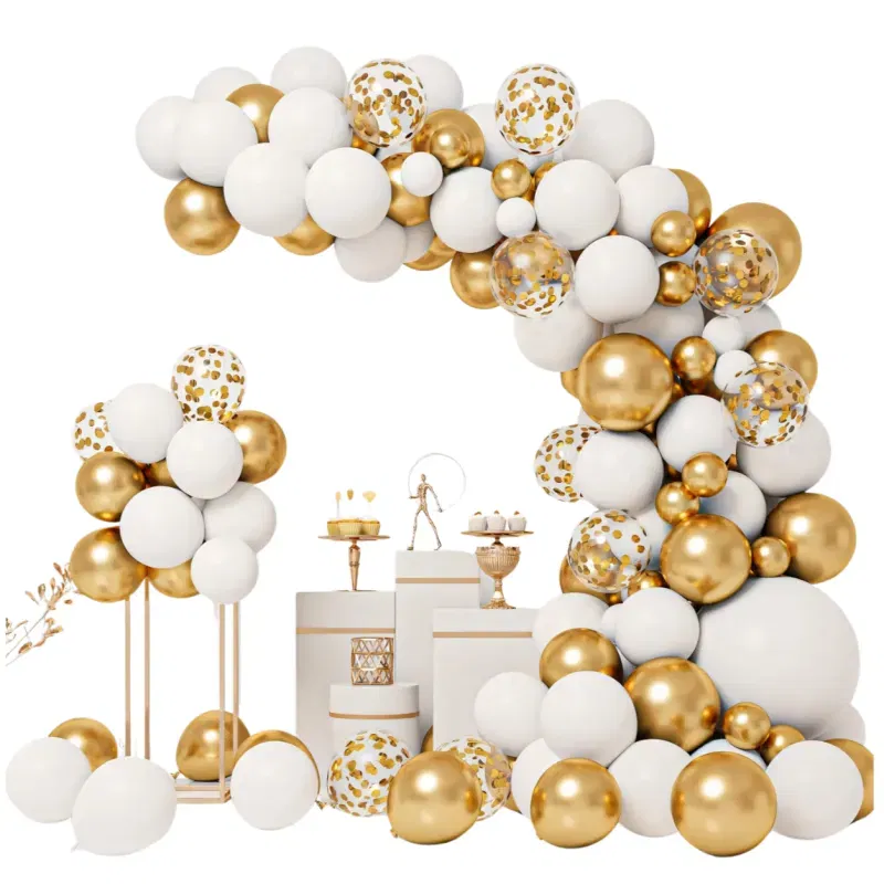 GIRLANDA BALONOWA biało-złota 122 elementy GIRLANDA BALONOWA biało-złota 122 elementy