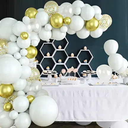GIRLANDA BALONOWA biało-złota 111 elementów