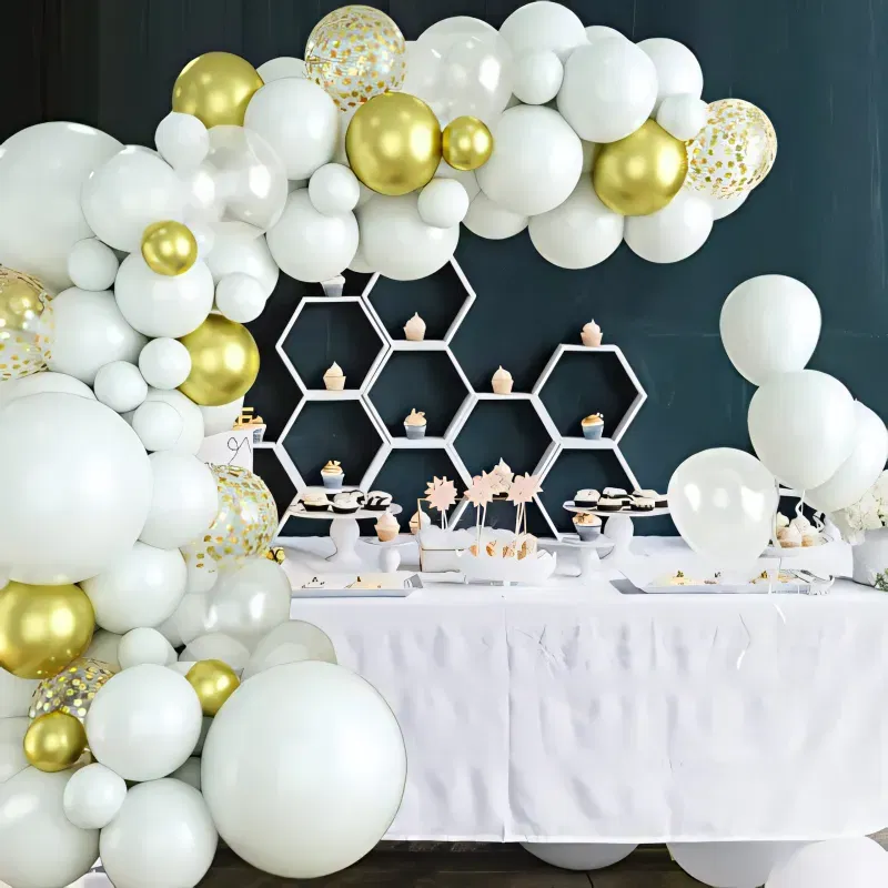 GIRLANDA BALONOWA biało-złota 111 elementów