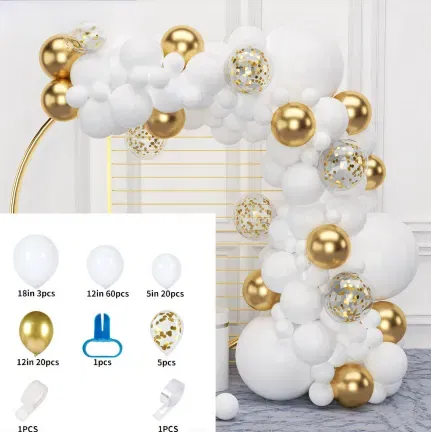 GIRLANDA BALONOWA biało-złota 111 elementów