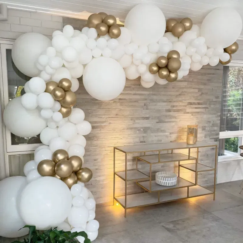 GIRLANDA BALONOWA biało-złota 111 elementów