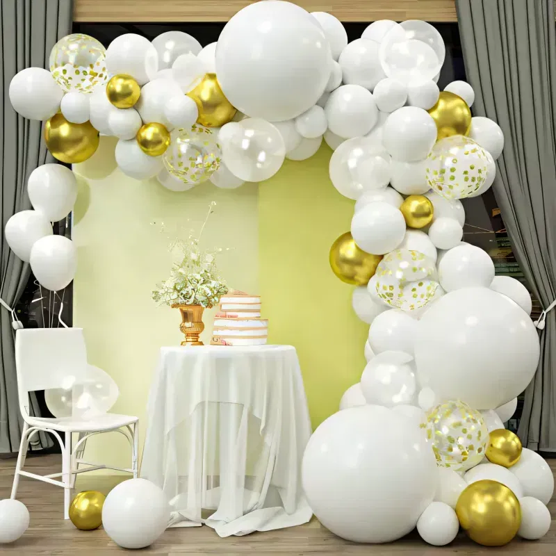 GIRLANDA BALONOWA biało-złota 111 elementów