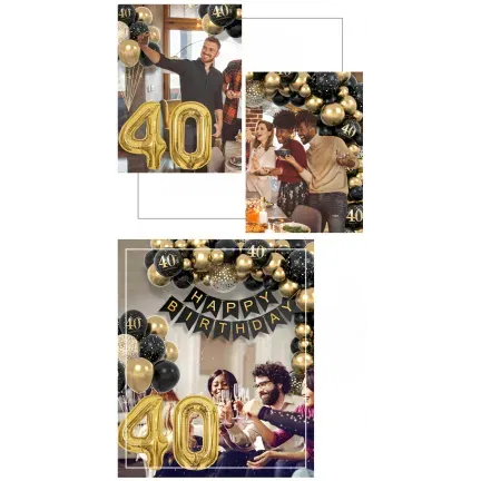 Zestaw balonów na 40 urodziny CZTERDZIESTKA Girlanda balonowa złoto czarna 80 elementów Zestaw balonów na 40 urodziny CZTERDZIESTKA Girlanda balonowa złoto czarna 80 elementów