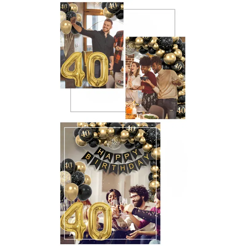 Zestaw balonów na 40 urodziny CZTERDZIESTKA Girlanda balonowa złoto czarna 80 elementów Zestaw balonów na 40 urodziny CZTERDZIESTKA Girlanda balonowa złoto czarna 80 elementów