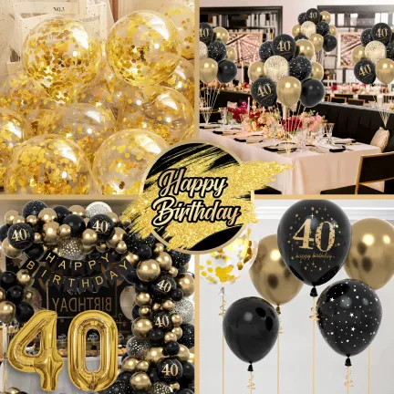Zestaw balonów na 40 urodziny CZTERDZIESTKA Girlanda balonowa złoto czarna 80 elementów Zestaw balonów na 40 urodziny CZTERDZIESTKA Girlanda balonowa złoto czarna 80 elementów