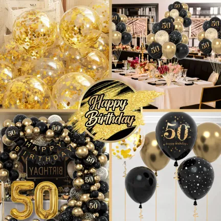 Zestaw balonów na 50 urodziny PIĘĆDZIESIĄTKA Girlanda balonowa złoto czarna 80 elementów Zestaw balonów na 50 urodziny PIĘĆDZIESIĄTKA Girlanda balonowa złoto czarna 80 elementów