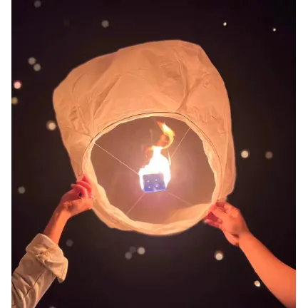 Lampion szczęścia latający chiński BIAŁY 82 cm