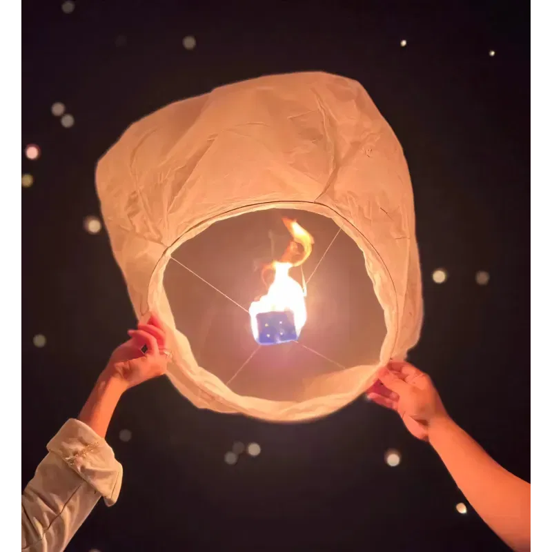 Lampion szczęścia latający chiński BIAŁY 82 cm
