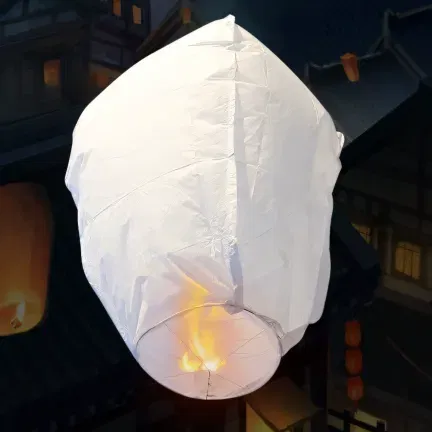 Lampion szczęścia latający chiński BIAŁY 82 cm