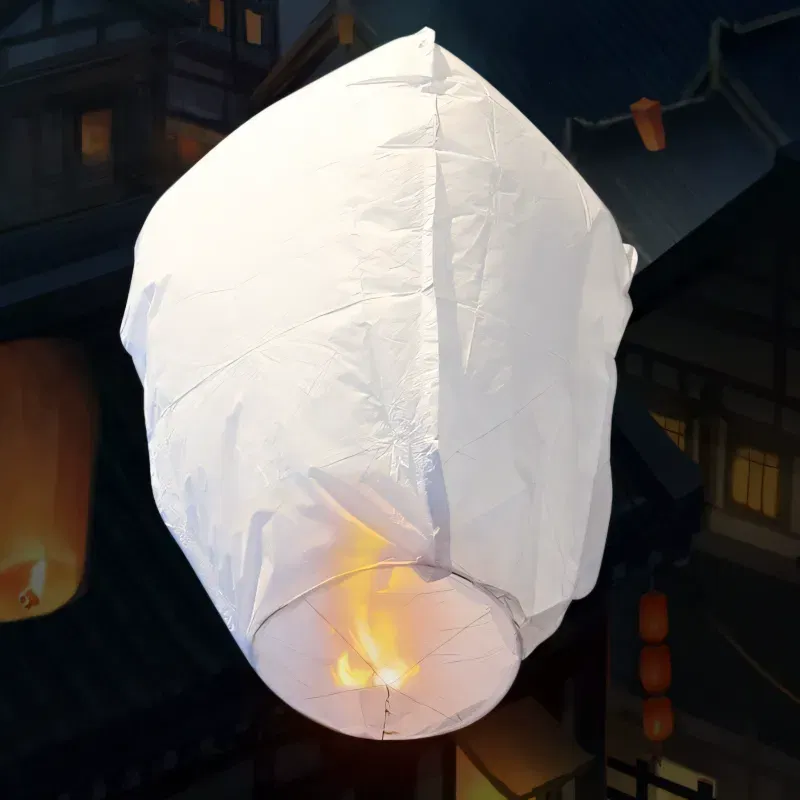Lampion szczęścia latający chiński BIAŁY 82 cm