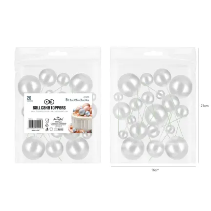 Toppery na tort kulki srebrne 20sztuk zestaw Toppery na tort kulki srebrne 20sztuk zestaw