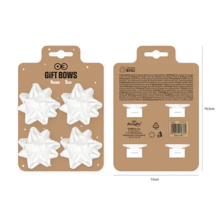 Kokarda prezentowa matowa biała 2 cale 4 szt.