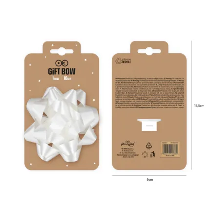 Kokarda prezentowa matowa biała 4 cale 1 szt. Kokarda prezentowa matowa biała 4 cale 1 szt.