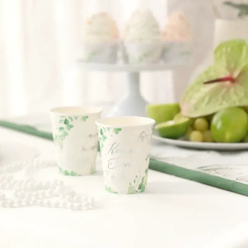 Kubek Komunia Święta Eukaliptus srebrny 220 ml 6 szt.