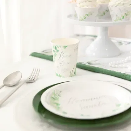 Kubek Komunia Święta Eukaliptus srebrny 220 ml 6 szt.