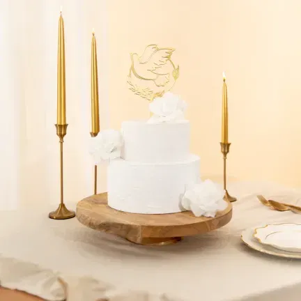 Topper Komunia Święta Gołąb lustrzany złoty 1 szt.