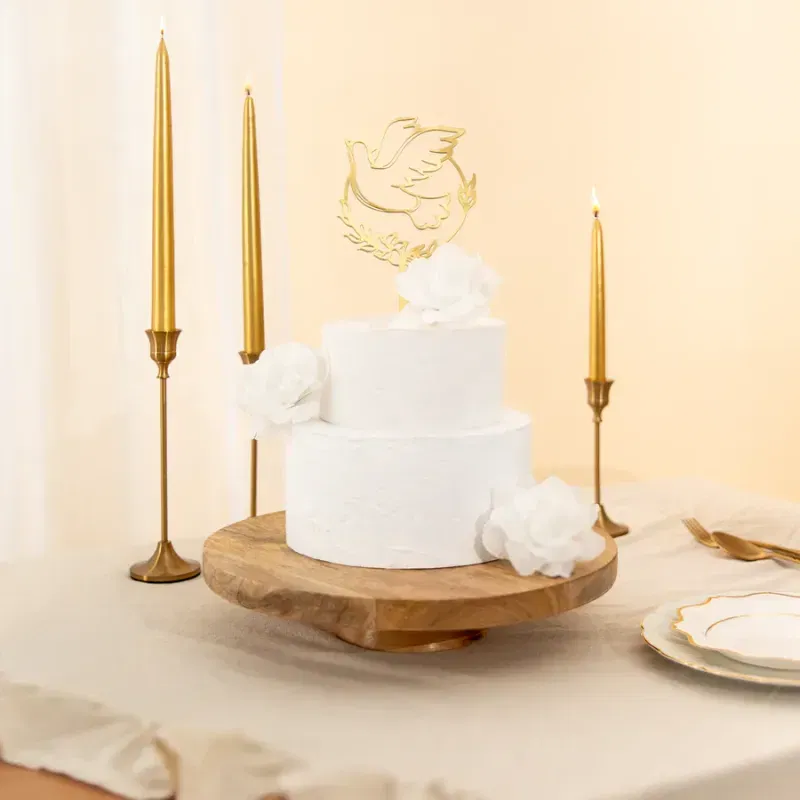 Topper Komunia Święta Gołąb lustrzany złoty 1 szt.