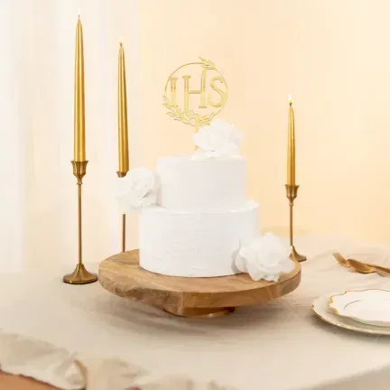 Topper Komunia Święta IHS lustrzany złoty 1 szt.