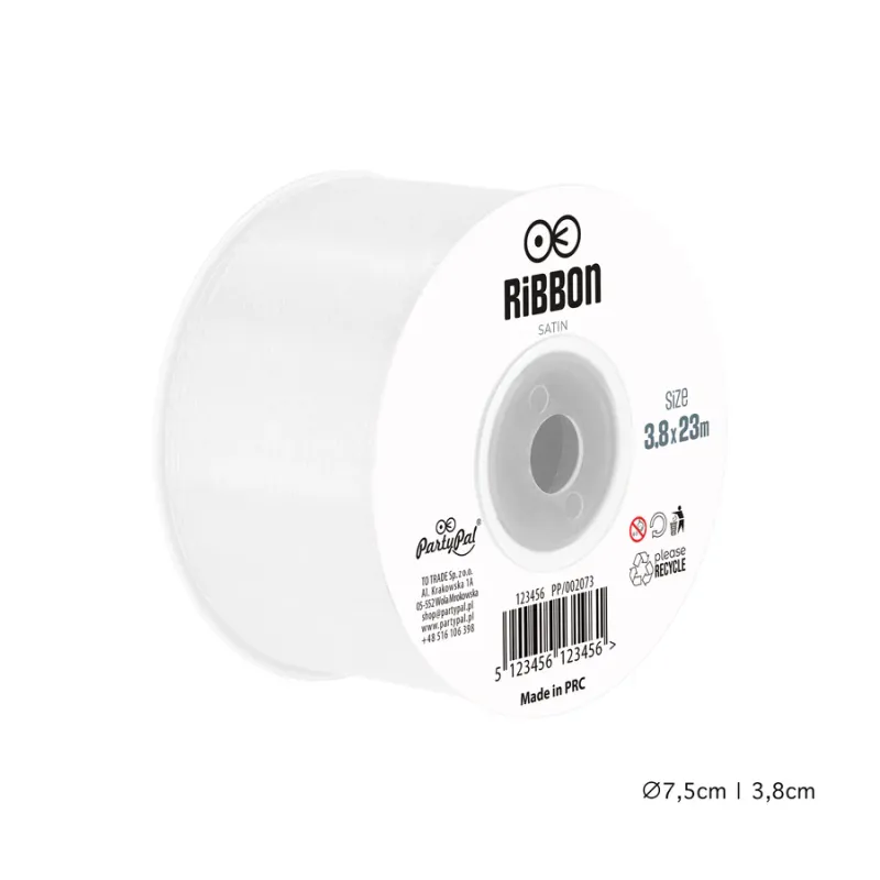 Tasiemka satynowa biała 3,8x23m Tasiemka satynowa biała 3,8x23m