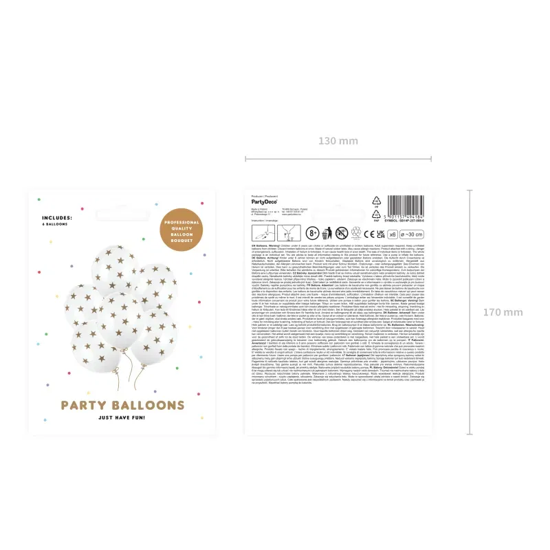 Balony białe w złote gwiazdki 30cm 6szt. Balony białe w złote gwiazdki 30cm 6szt.