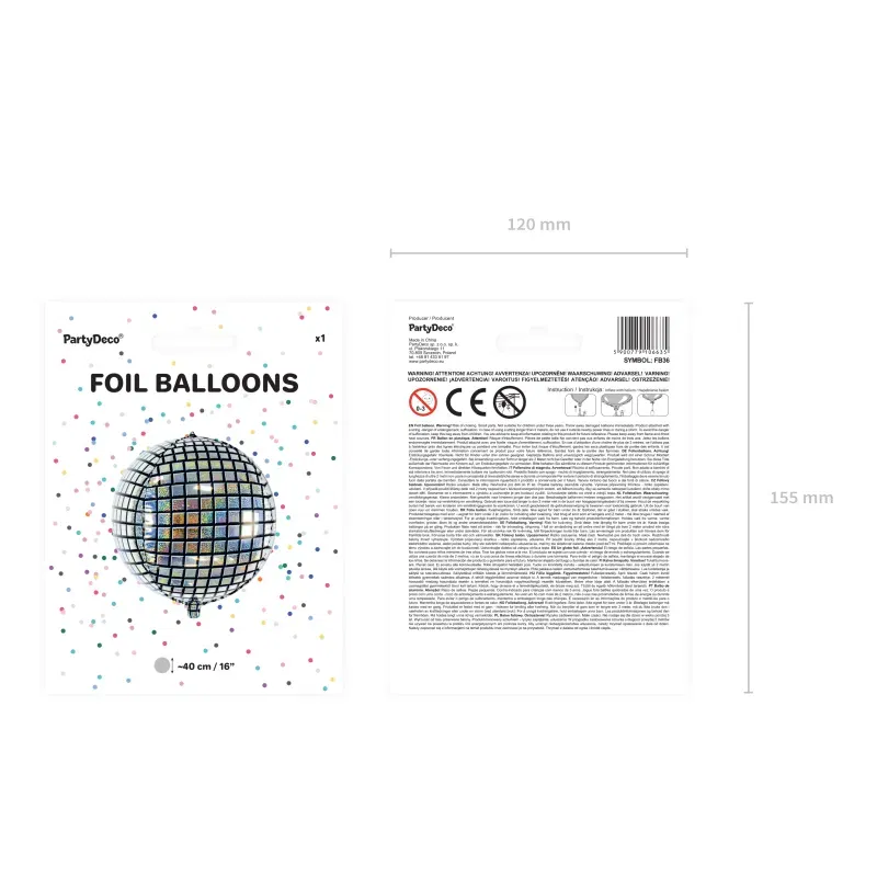 Balon foliowy Kula dyskotekowa KULA DISCO 40cm Balon foliowy Kula dyskotekowa KULA DISCO 40cm
