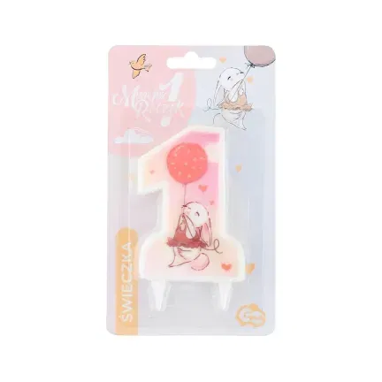 Świeczka cyfra 1, ROCZEK, z króliczkiem Świeczka cyfra 1, ROCZEK, z króliczkiem