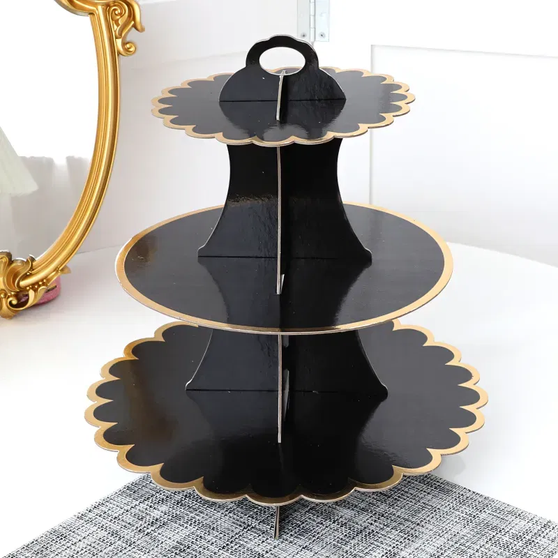 Patera papierowa na ciasto czarno złota