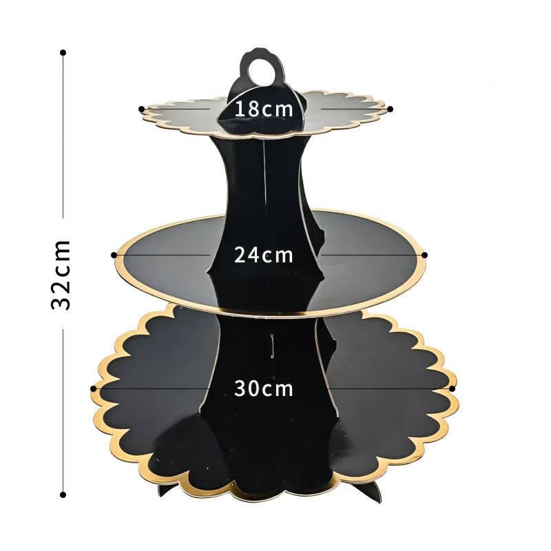 Patera papierowa na ciasto czarno złota