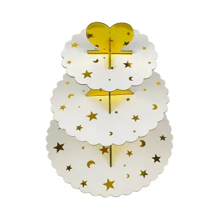 Patera papierowa na ciasto złote gwiazdki