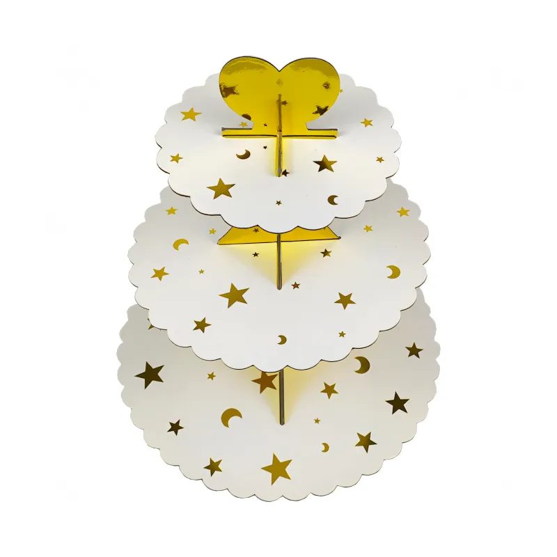 Patera papierowa na ciasto złote gwiazdki