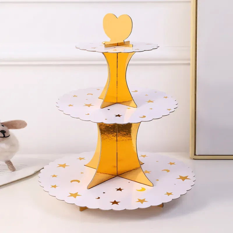 Patera papierowa na ciasto złote gwiazdki