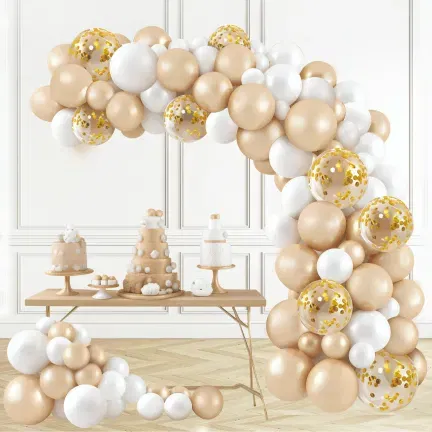GIRLANDA BALONOWA biało-kremowa 105 elementów