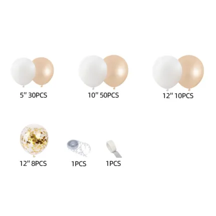 GIRLANDA BALONOWA biało-kremowa 105 elementów