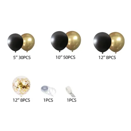 GIRLANDA BALONOWA złoto czarna 100 elementów