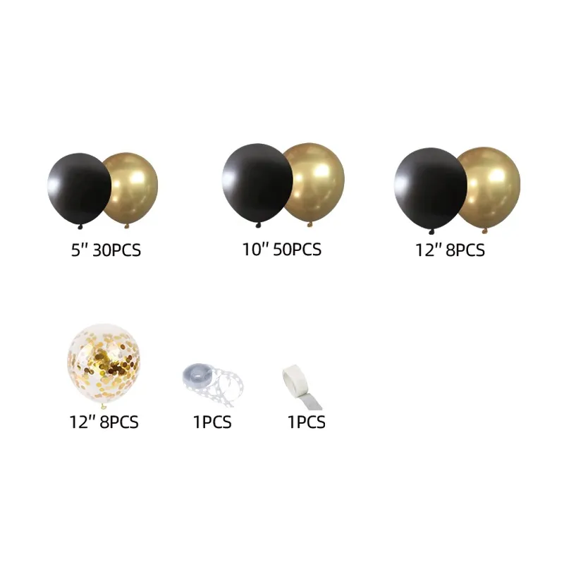 GIRLANDA BALONOWA złoto czarna 100 elementów