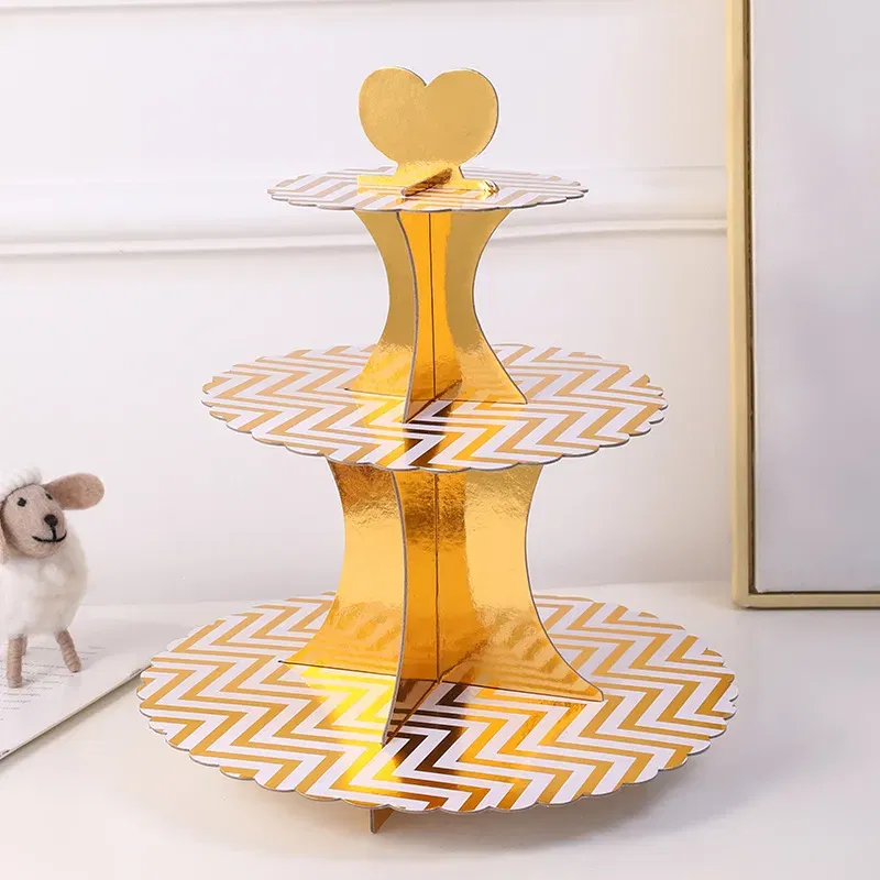 Patera papierowa na ciasto ZŁOTA fala