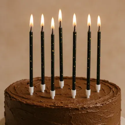 Świeczki dekoracja na TORT czarno złote długie 11 cm 6 szt Świeczki dekoracja na TORT czarno złote długie 11 cm 6 szt