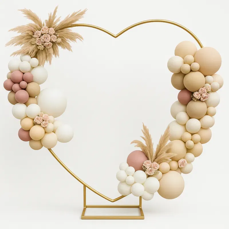 Stojak złoty metalowy SERCE na balony 2m Tło do zdjęć